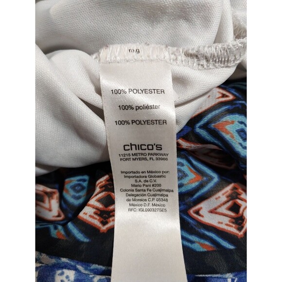 Chicos Dress Women 00 US Extra Small Blue Ikat Peasant Maxi Off Shoulder Blouson - Picture 7 of 8